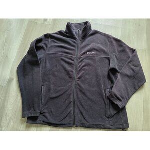 Columbia Charcoal Gray Full Zip Fleece Jacket Xxl Soft Warm Lightweight